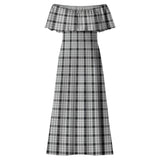 Clan Wallace Dress Tartan Off Shoulder Long Dress VL1153