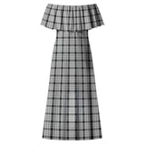 Clan Wallace Dress Tartan Off Shoulder Long Dress VL1153