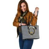 Clan Wallace Dress Crest Tartan Leather Tote Bag MT1239