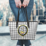 Clan Wallace Dress Crest Tartan Leather Tote Bag MT1239