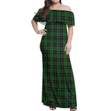 Clan Wallace Hunting Tartan Off Shoulder Long Dress VL1157