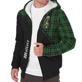 Clan Wallace Hunting Crest Tartan Sherpa Hoodie Curve Style CE42