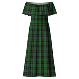 Clan Wallace Hunting Tartan Off Shoulder Long Dress VL1157