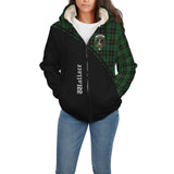 Clan Wallace Hunting Crest Tartan Sherpa Hoodie Curve Style CE42