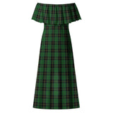 Clan Wallace Hunting Tartan Off Shoulder Long Dress VL1157