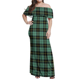 Clan Wallace Hunting Ancient Tartan Off Shoulder Long Dress VL1154