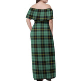 Clan Wallace Hunting Ancient Tartan Off Shoulder Long Dress VL1154