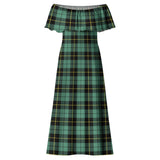 Clan Wallace Hunting Ancient Tartan Off Shoulder Long Dress VL1154