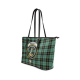 Clan Wallace Hunting Ancient Crest Tartan Leather Tote Bag MT1238