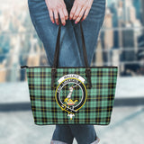 Clan Wallace Hunting Ancient Crest Tartan Leather Tote Bag MT1238