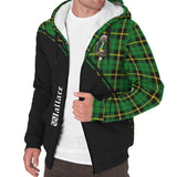 Clan Wallace Hunting Green Crest Tartan Sherpa Hoodie Curve Style CE44