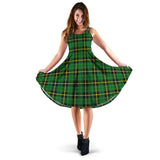 Clan Wallace Hunting Green Tartan Sleeveless Midi Womens Dress VS117