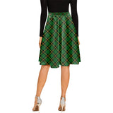 Clan Wallace Hunting Green Tartan Melete Pleated Midi Skirt V114