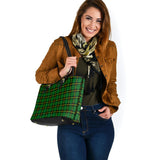 Clan Wallace Hunting Green Tartan Leather Tote Bag MT43