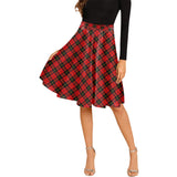 Clan Wallace Hunting Red Tartan Melete Pleated Midi Skirt V113