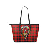 Clan Wallace Hunting Red Crest Tartan Leather Tote Bag MT1236