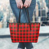 Clan Wallace Hunting Red Tartan Leather Tote Bag MT42