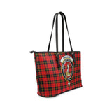 Clan Wallace Hunting Red Crest Tartan Leather Tote Bag MT1236