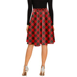 Clan Wallace Hunting Red Tartan Melete Pleated Midi Skirt V113