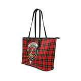 Clan Wallace Hunting Red Crest Tartan Leather Tote Bag MT1236