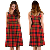 Clan Wallace Hunting Red Tartan Sleeveless Midi Womens Dress VS116