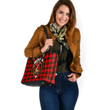 Clan Wallace Hunting Red Crest Tartan Leather Tote Bag MT1236