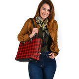 Clan Wallace Hunting Red Tartan Leather Tote Bag MT42