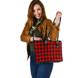 Clan Wallace Hunting Red Tartan Leather Tote Bag MT42