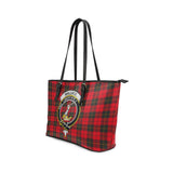 Clan Wallace Weathered Crest Tartan Leather Tote Bag MT1233