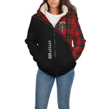 Clan Wallace Weathered Crest Tartan Sherpa Hoodie Curve Style CE41