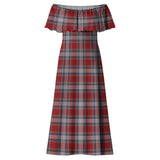 Clan Warden Tartan Off Shoulder Long Dress VL1161