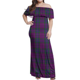 Clan Wardlaw Tartan Off Shoulder Long Dress VL1163