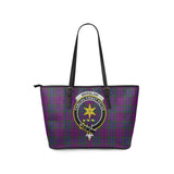 Clan Wardlaw Crest Tartan Leather Tote Bag MT1231