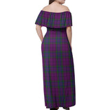 Clan Wardlaw Tartan Off Shoulder Long Dress VL1163