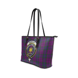 Clan Wardlaw Crest Tartan Leather Tote Bag MT1231