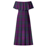 Clan Wardlaw Tartan Off Shoulder Long Dress VL1163