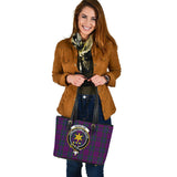 Clan Wardlaw Crest Tartan Leather Tote Bag MT1231