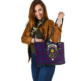 Clan Wardlaw Crest Tartan Leather Tote Bag MT1231