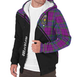 Clan Wardlaw Modern Crest Tartan Sherpa Hoodie Curve Style CE39