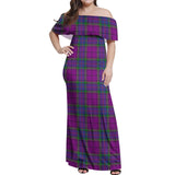 Clan Wardlaw Modern Tartan Off Shoulder Long Dress VL1162