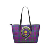 Clan Wardlaw Modern Crest Tartan Leather Tote Bag MT1232