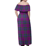 Clan Wardlaw Modern Tartan Off Shoulder Long Dress VL1162