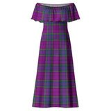 Clan Wardlaw Modern Tartan Off Shoulder Long Dress VL1162