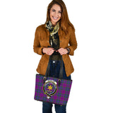 Clan Wardlaw Modern Crest Tartan Leather Tote Bag MT1232