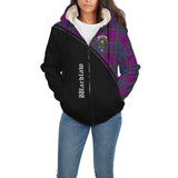 Clan Wardlaw Modern Crest Tartan Sherpa Hoodie Curve Style CE39