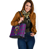 Clan Wardlaw Modern Crest Tartan Leather Tote Bag MT1232