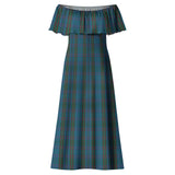 Clan Watkins of Wales Tartan Off Shoulder Long Dress VL1165