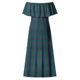 Clan Watkins of Wales Tartan Off Shoulder Long Dress VL1165