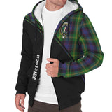 Clan Watson Crest Tartan Sherpa Hoodie Curve Style CE35