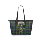 Clan Watson Crest Tartan Leather Tote Bag MT1228